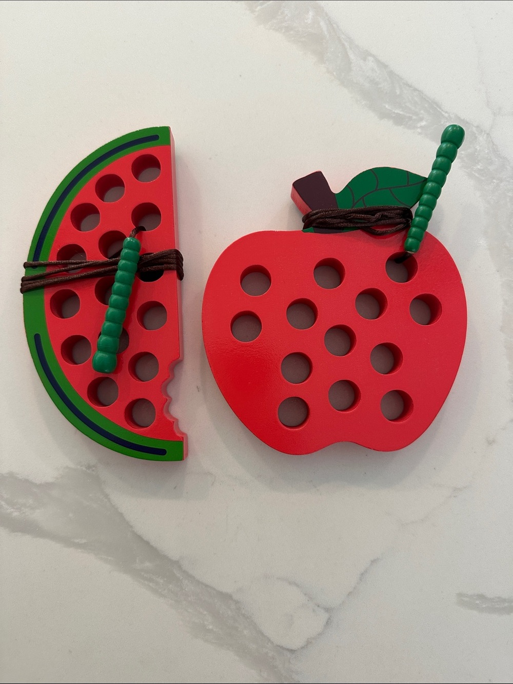 Kids Lacing Fruit Toys - Red Apple & Watermelon Set